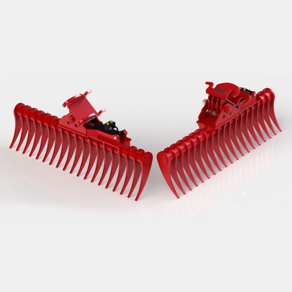 Excavator Tilting Rake - Tilting Lawn Rake - Hand Engineering